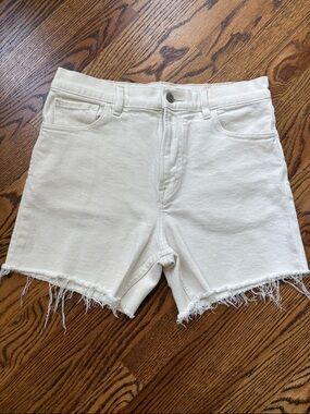 Faherty Sunwashed Raw Hem Denim Shorts - Egret